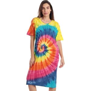 Just Love Short Sleeve Nightgown for Women(Tie Dye Bright Swirl Without Buttons)