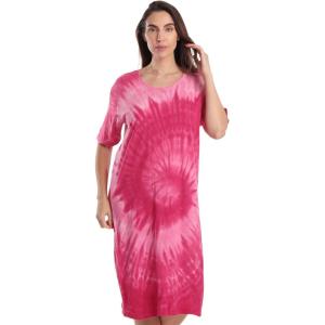 Just Love Short Sleeve Nightgown for Women(Tie Dye Fuchsia Swirl Without Buttons)