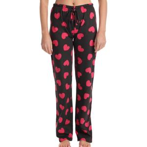 Just Love Women Pajama Pants Sleepwear(Black – Red Heart)