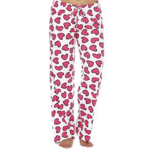 Just Love Womens Cotton Pajama Pants(Hearts White)