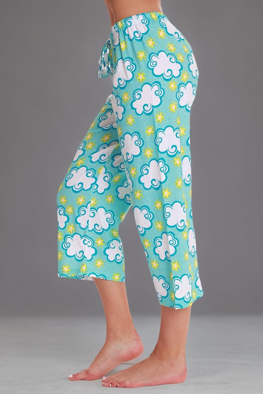imageJust Love 100 Cotton Women Pajama Capri Pants SleepwearBlue Big Cloud