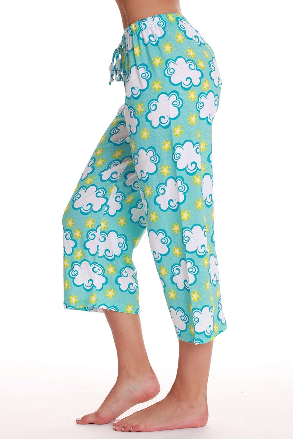 imageJust Love 100 Cotton Women Pajama Capri Pants SleepwearBlue Big Cloud