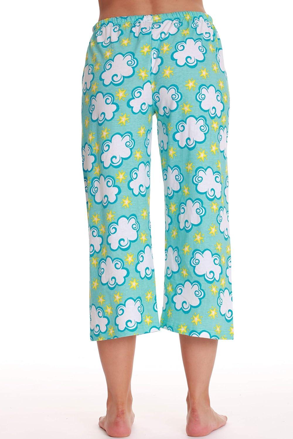 imageJust Love 100 Cotton Women Pajama Capri Pants SleepwearBlue Big Cloud