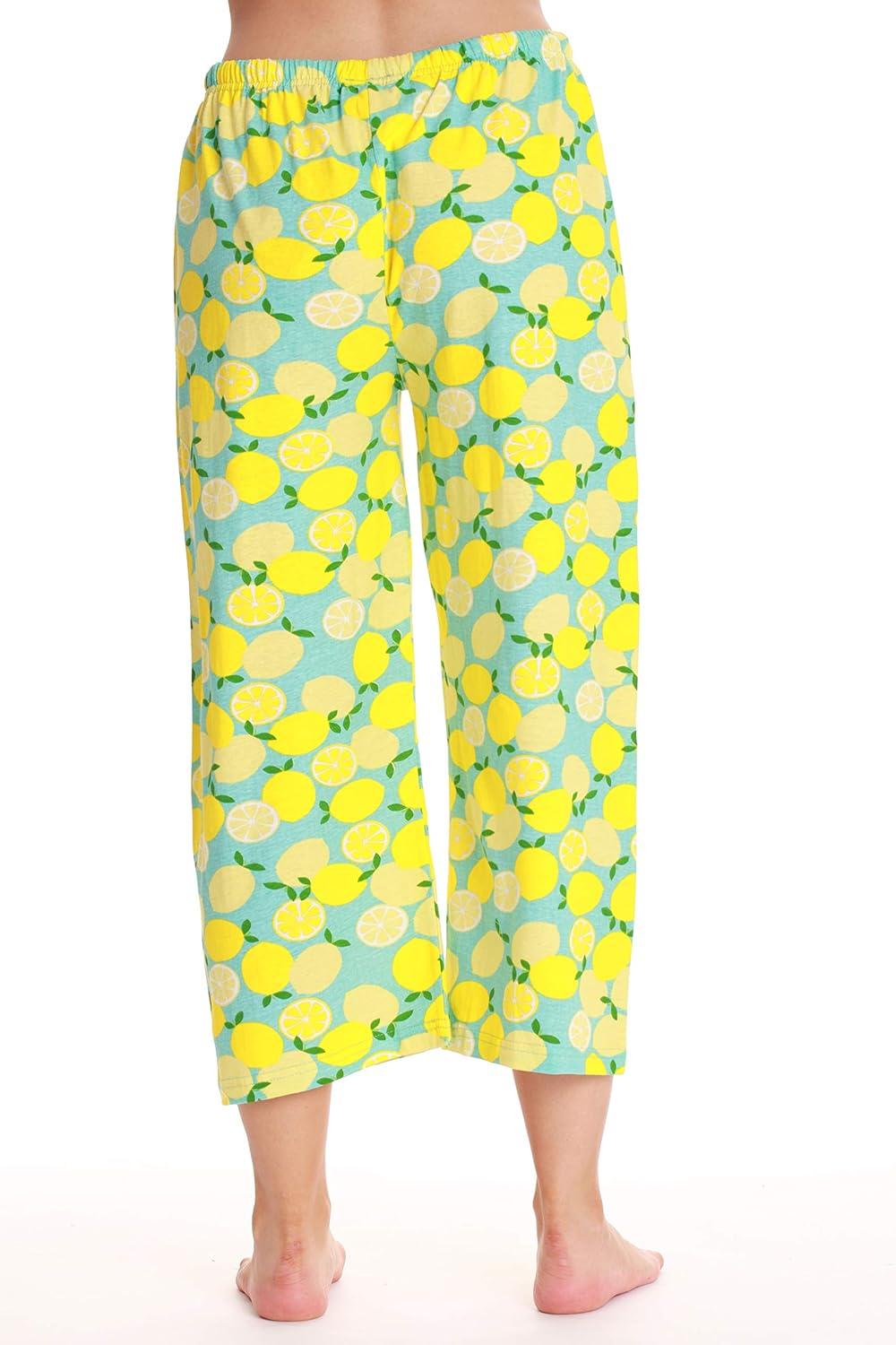 imageJust Love 100 Cotton Women Pajama Capri Pants SleepwearBlue Lemons