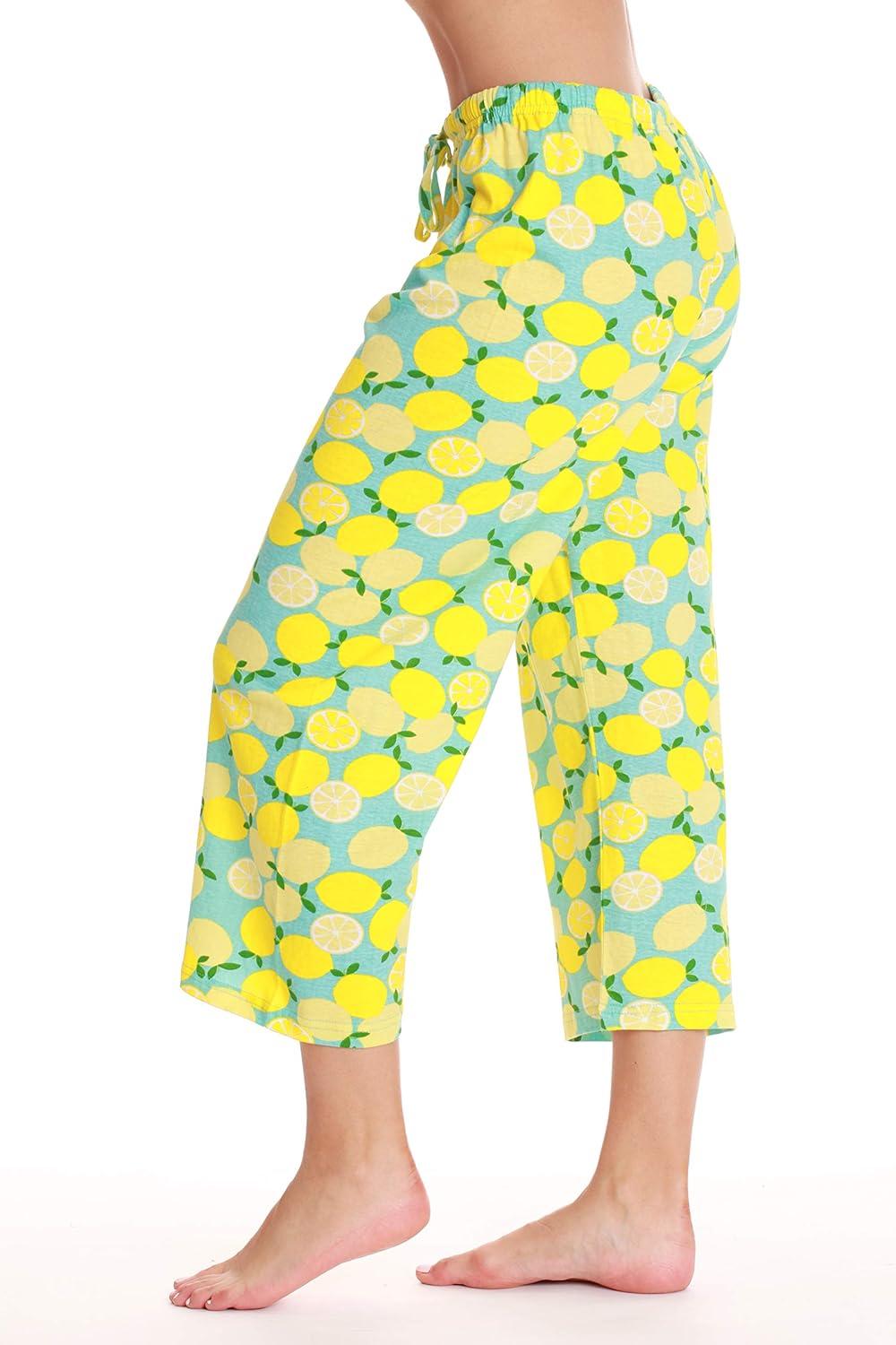 imageJust Love 100 Cotton Women Pajama Capri Pants SleepwearBlue Lemons