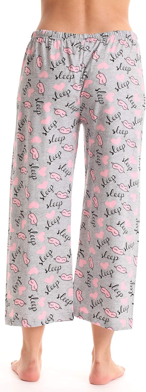 imageJust Love 100 Cotton Women Pajama Capri Pants SleepwearGrey I Love Sleep Mask