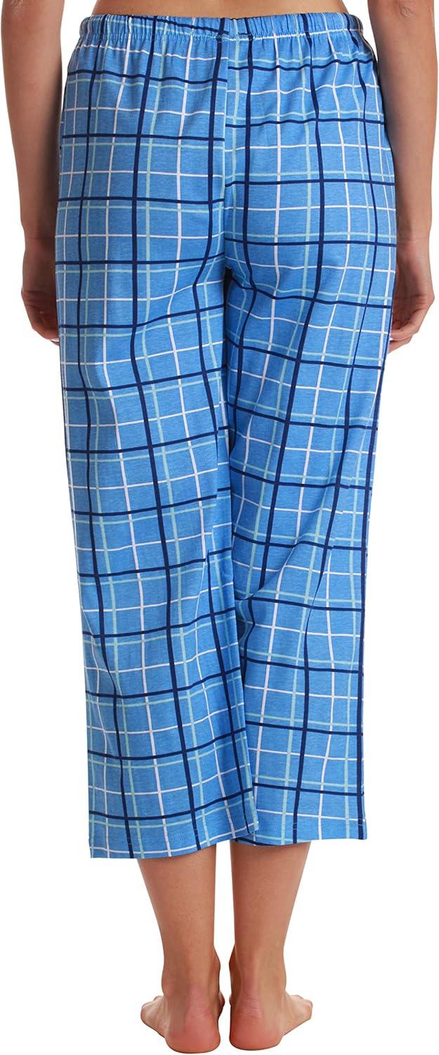 imageJust Love 100 Cotton Women Pajama Capri Pants SleepwearNavy Plaid