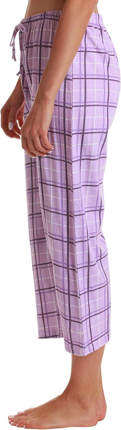 imageJust Love 100 Cotton Women Pajama Capri Pants SleepwearPurple Plaid