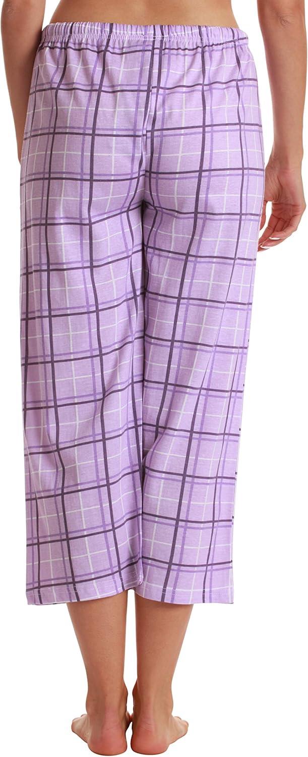 imageJust Love 100 Cotton Women Pajama Capri Pants SleepwearPurple Plaid