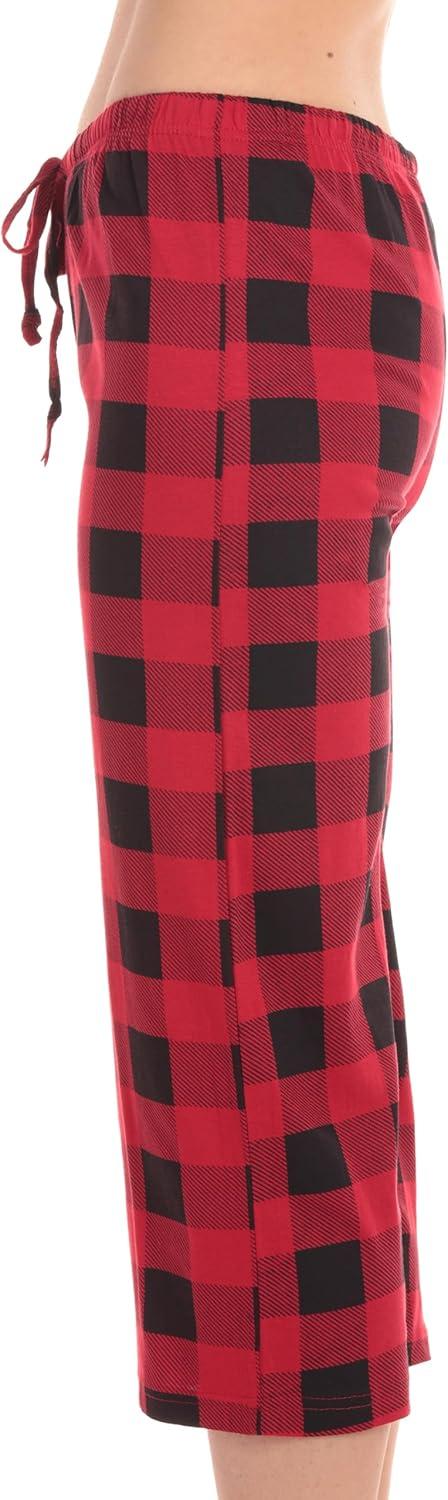 imageJust Love 100 Cotton Women Pajama Capri Pants SleepwearRed Buffalo Plaid
