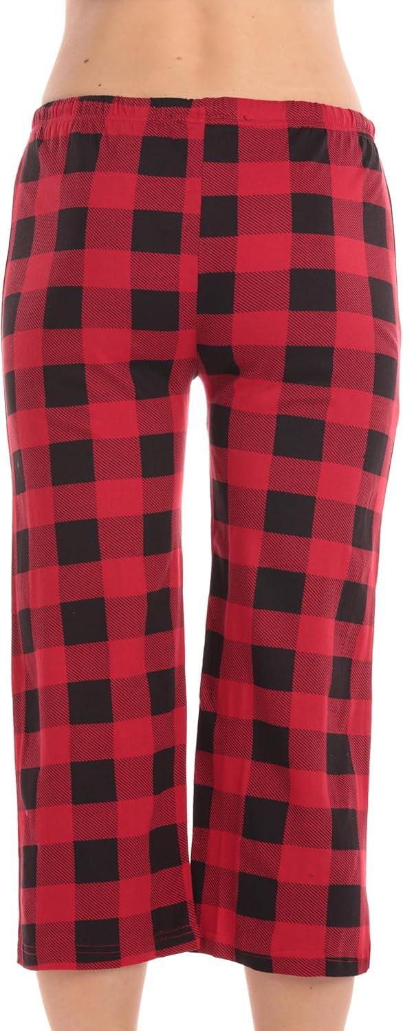 imageJust Love 100 Cotton Women Pajama Capri Pants SleepwearRed Buffalo Plaid