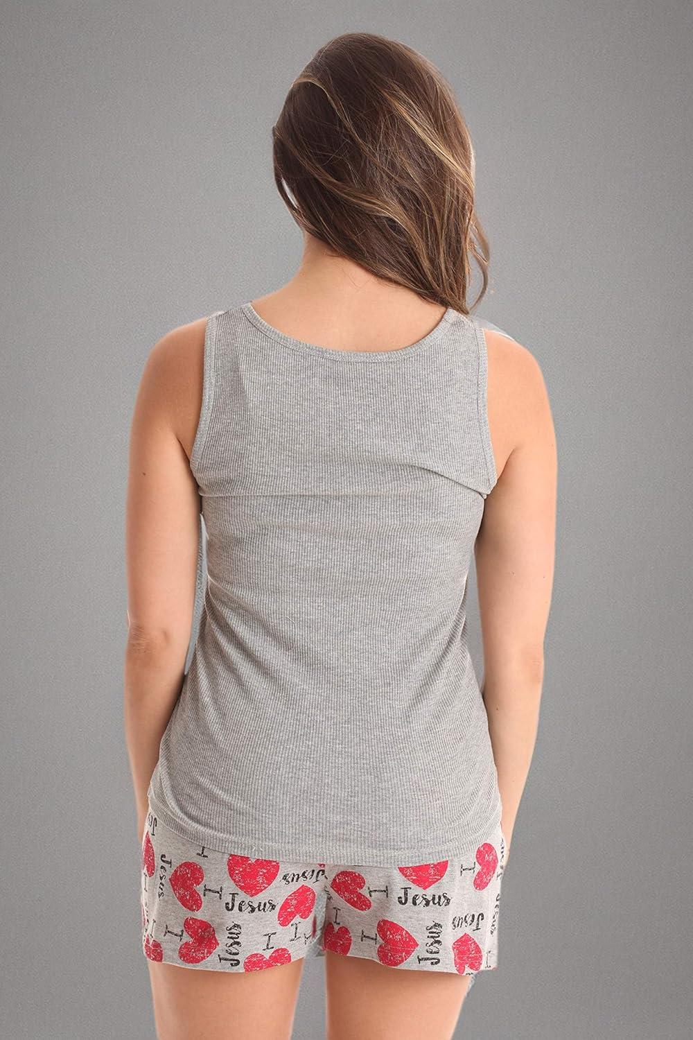 imageJust Love Sets Woman PajamasGrey I Love Jesus