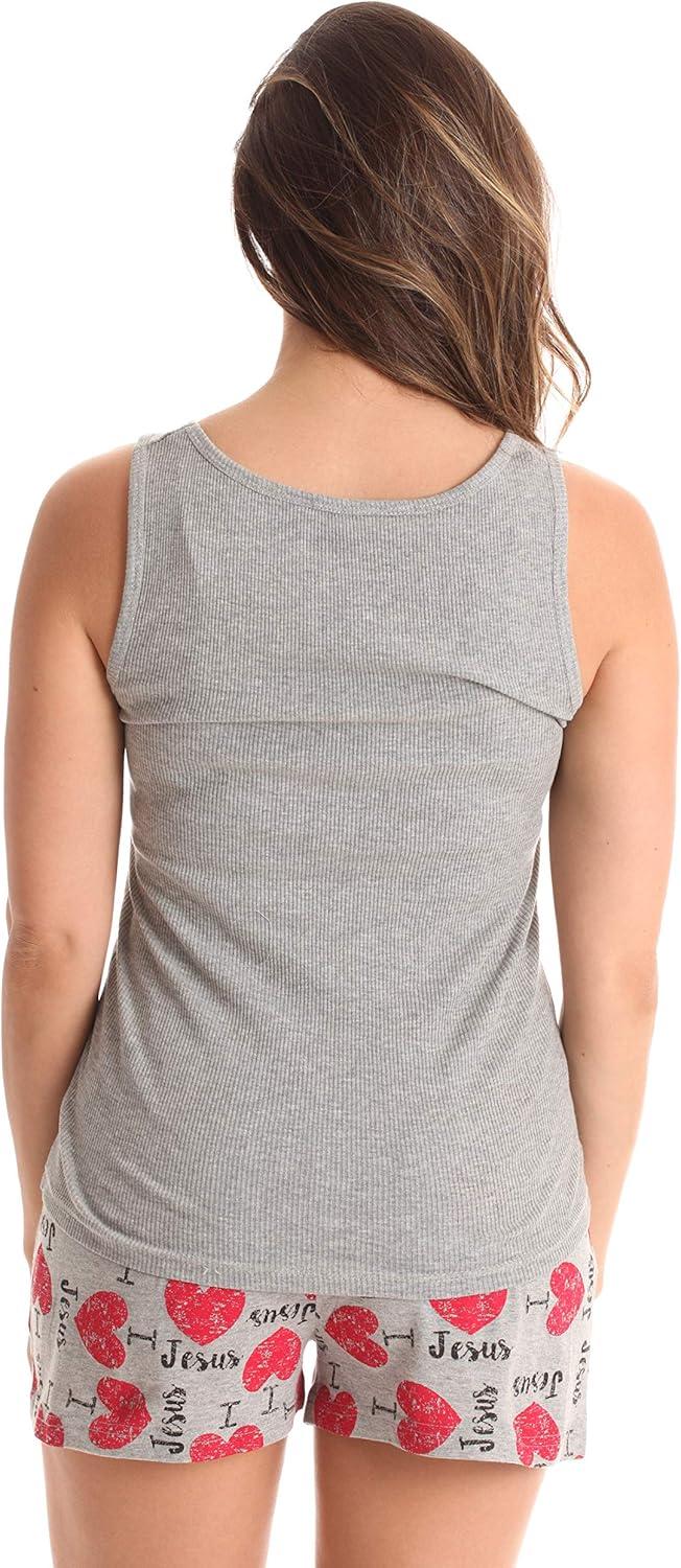 imageJust Love Sets Woman PajamasGrey I Love Jesus