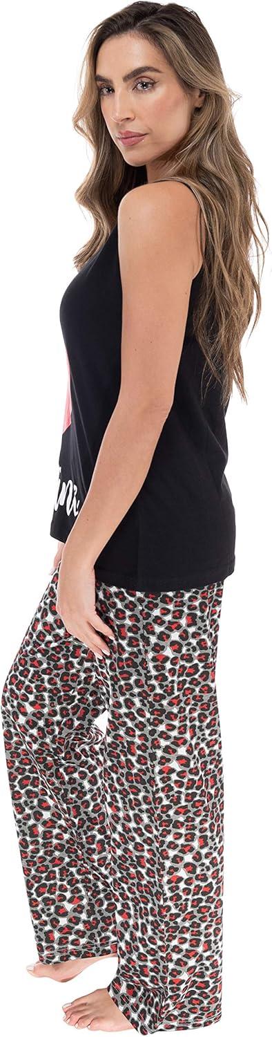 imageJust Love Womens Pajama Pant SetsBlack Heart Wine Leopard