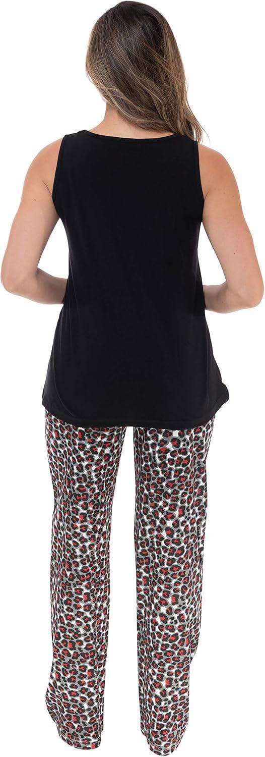 imageJust Love Womens Pajama Pant SetsBlack Heart Wine Leopard