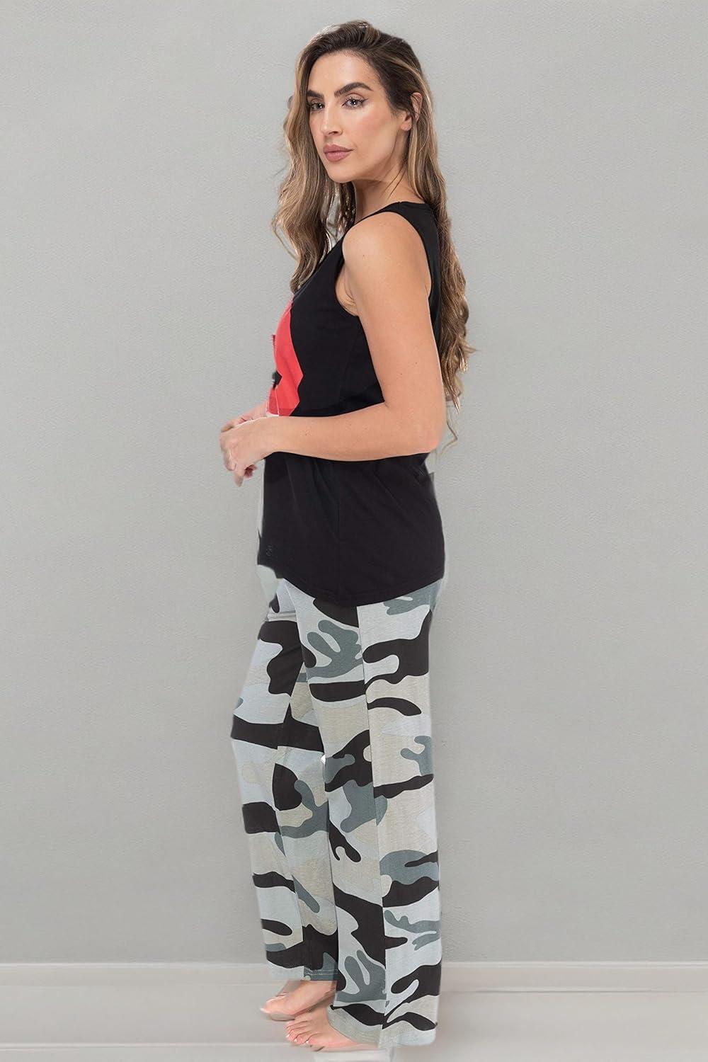 imageJust Love Womens Pajama Pant SetsBlack Red Lips