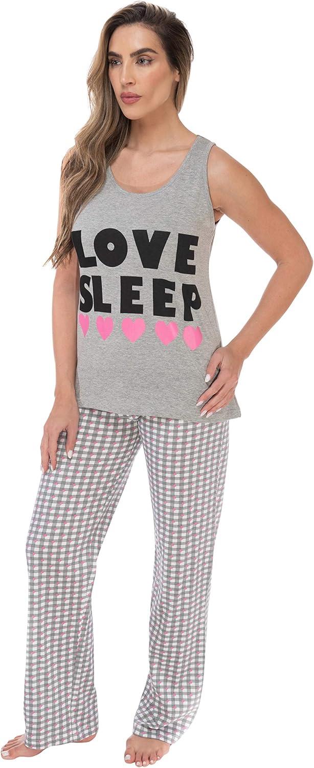 imageJust Love Womens Pajama Pant SetsLove Sleep Grey Plaid