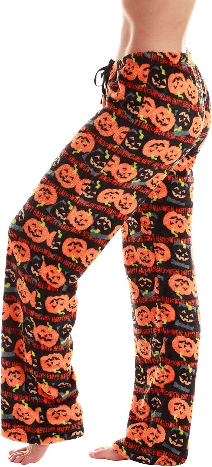 imageJust Love Womens Plush Pajama PantsBlack Halloween Pumpkin