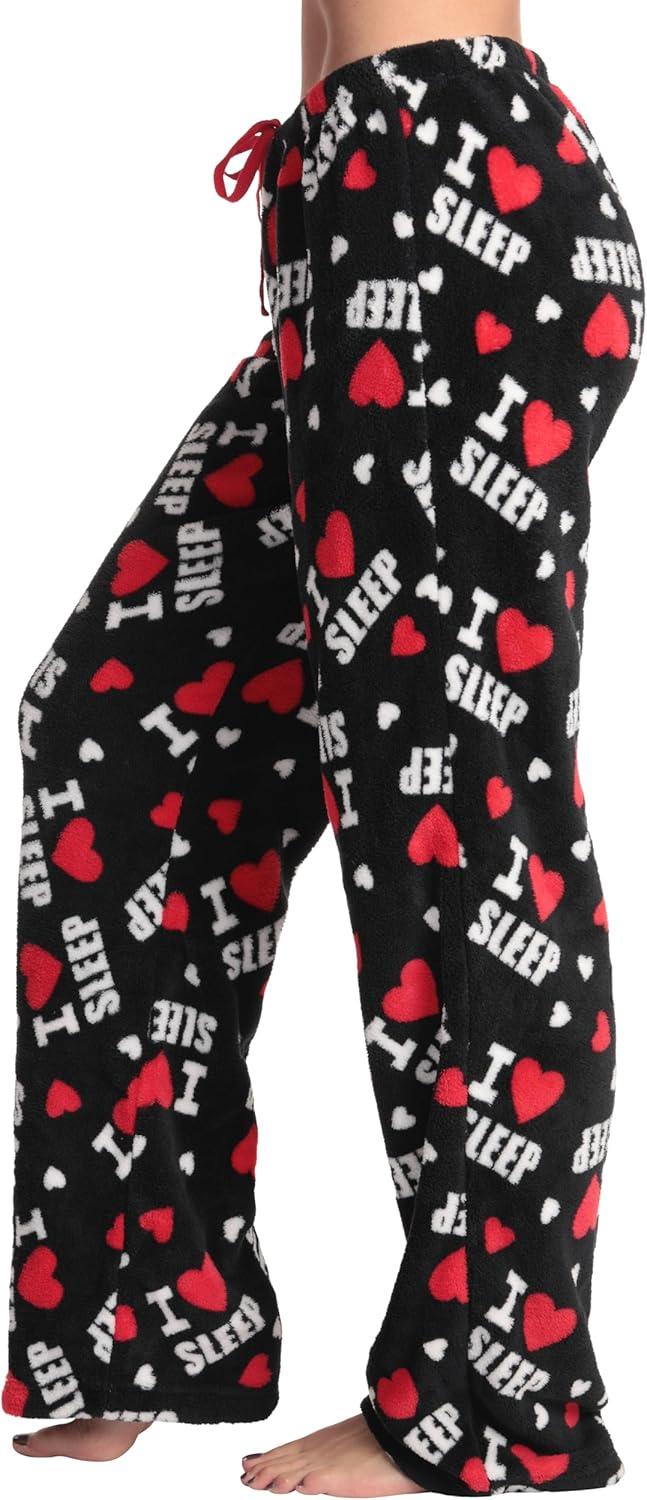 imageJust Love Womens Plush Pajama PantsBlack I Heart Sleep