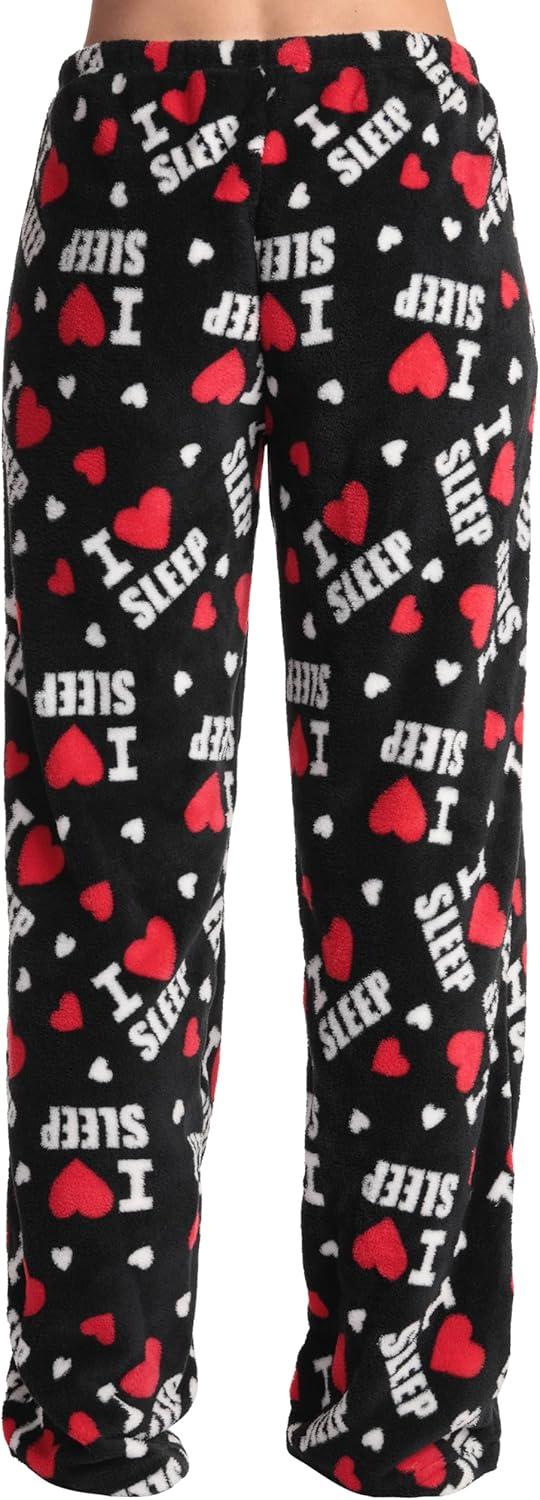 imageJust Love Womens Plush Pajama PantsBlack I Heart Sleep
