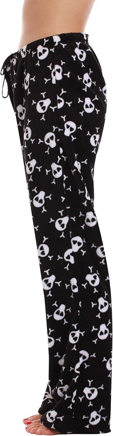 imageJust Love Womens Plush Pajama PantsBlack Skull and Crossbones