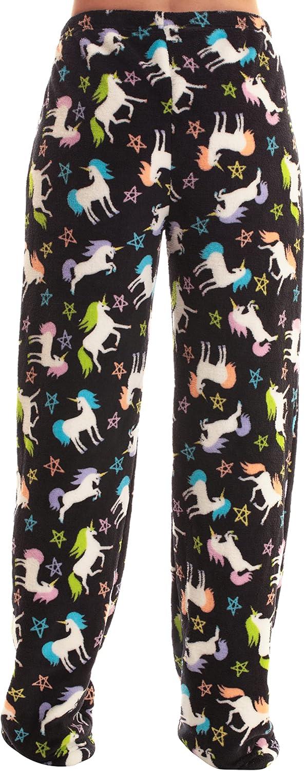 imageJust Love Womens Plush Pajama PantsBlack Unicorn Stars
