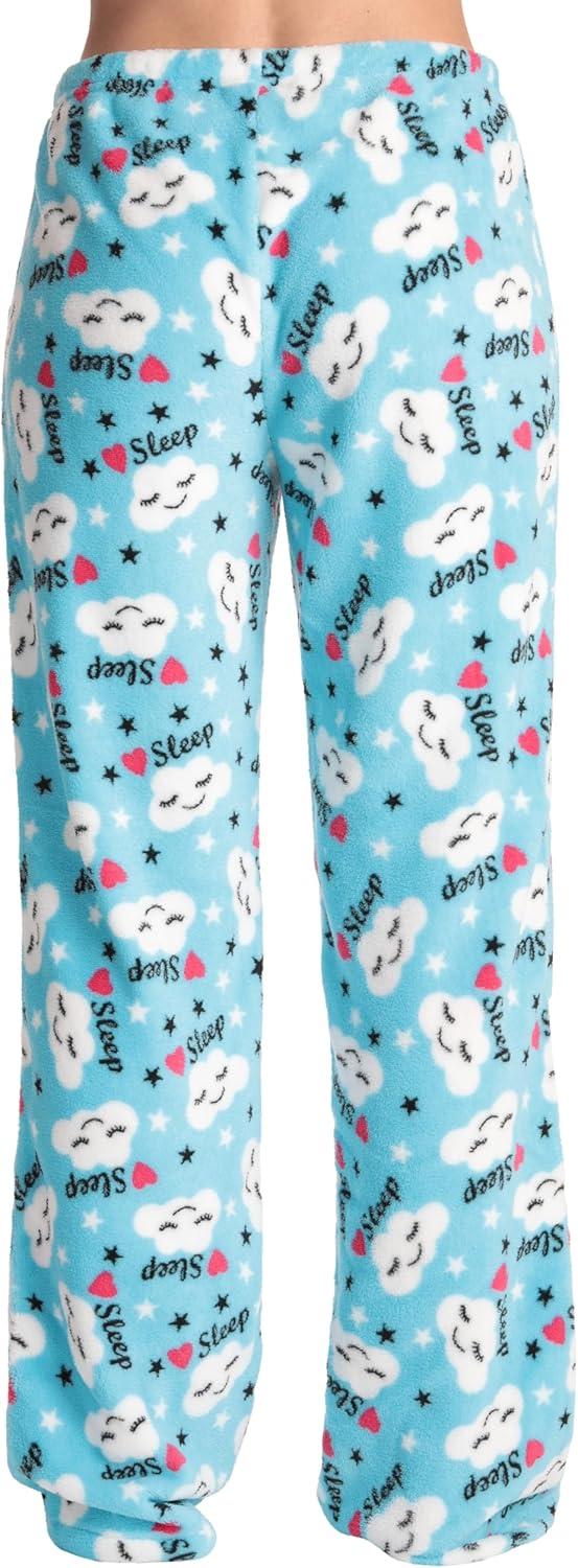 imageJust Love Womens Plush Pajama PantsBlue Heart Sleep Sky