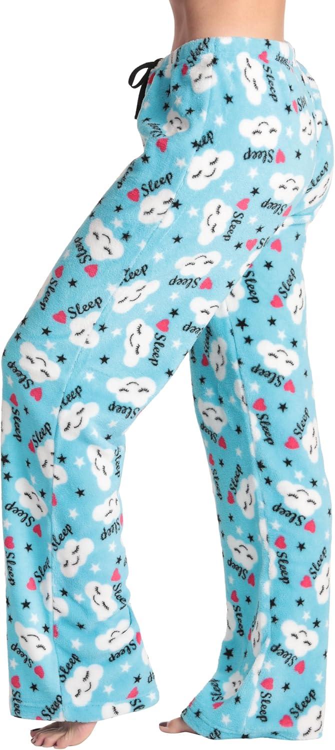 imageJust Love Womens Plush Pajama PantsBlue Heart Sleep Sky