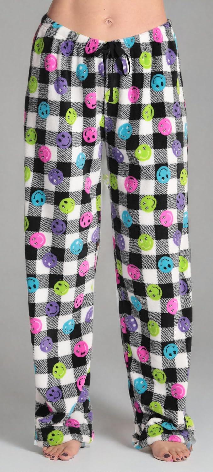 imageJust Love Womens Plush Pajama PantsBuffalo Plaid Smiley
