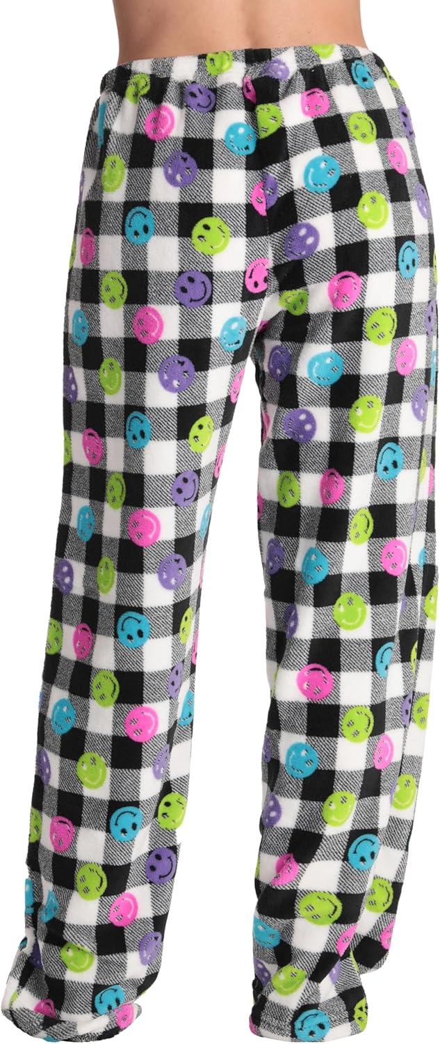 imageJust Love Womens Plush Pajama PantsBuffalo Plaid Smiley