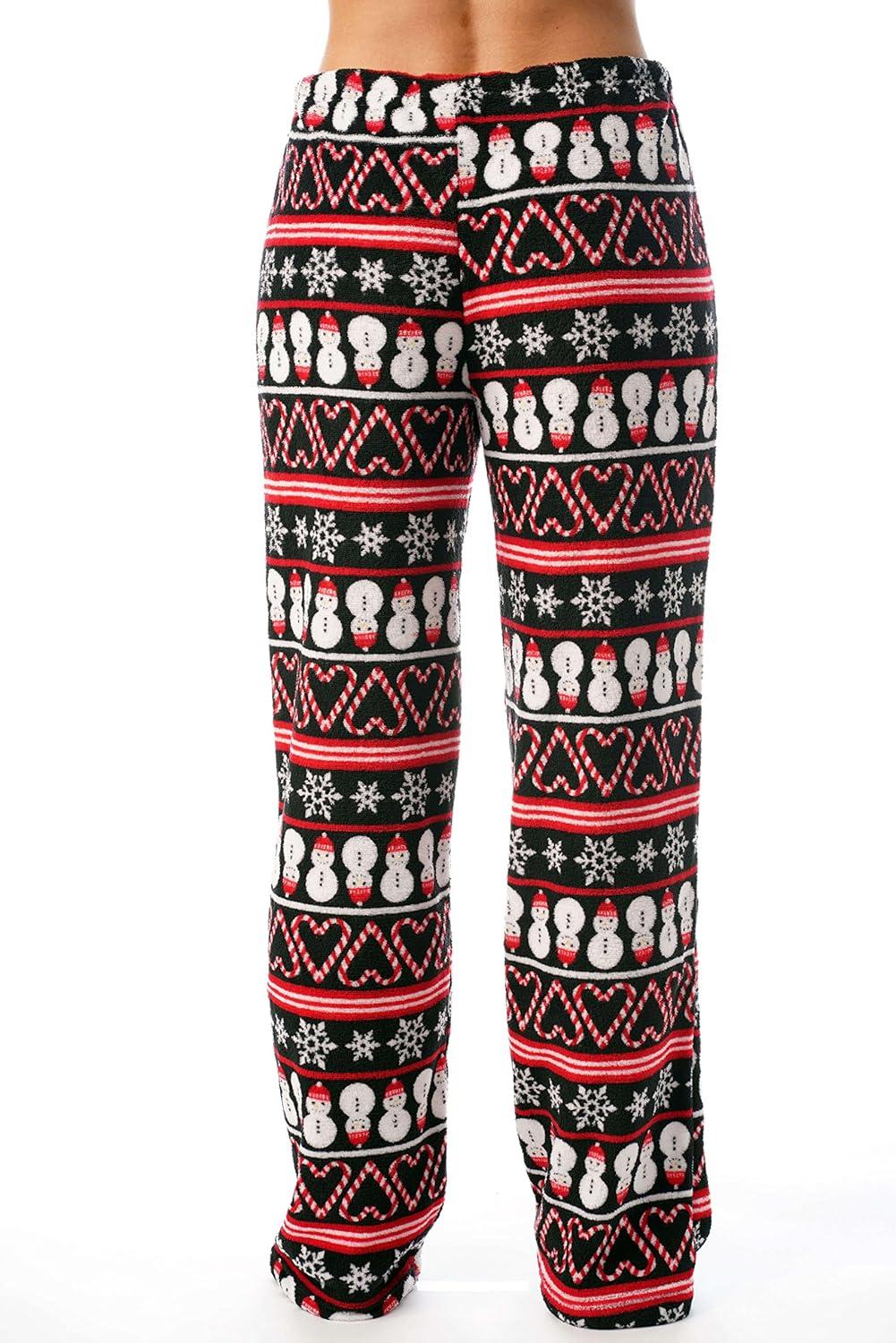 imageJust Love Womens Plush Pajama PantsCandycane Snowman Fairisle