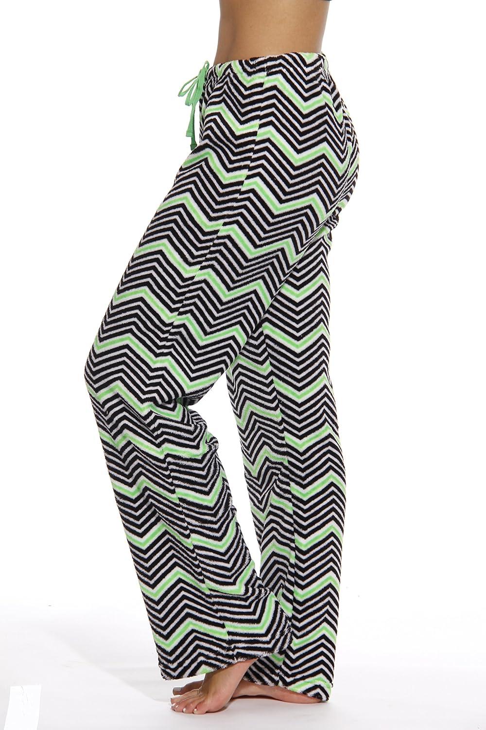 imageJust Love Womens Plush Pajama PantsChevron Black Lime