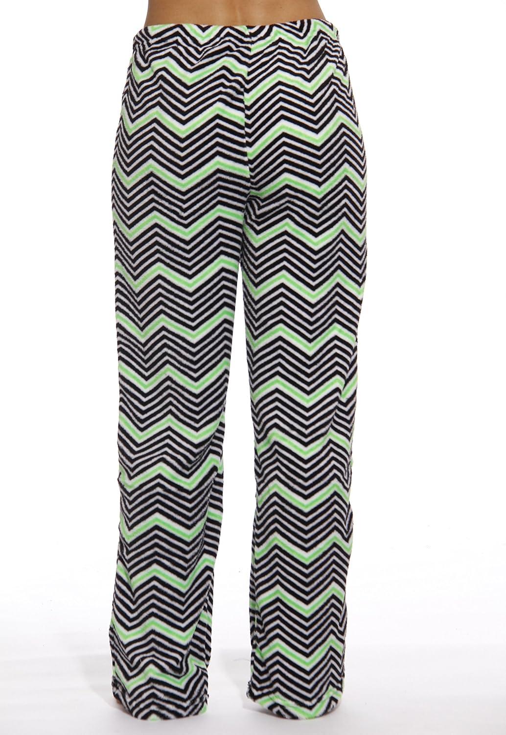 imageJust Love Womens Plush Pajama PantsChevron Black Lime