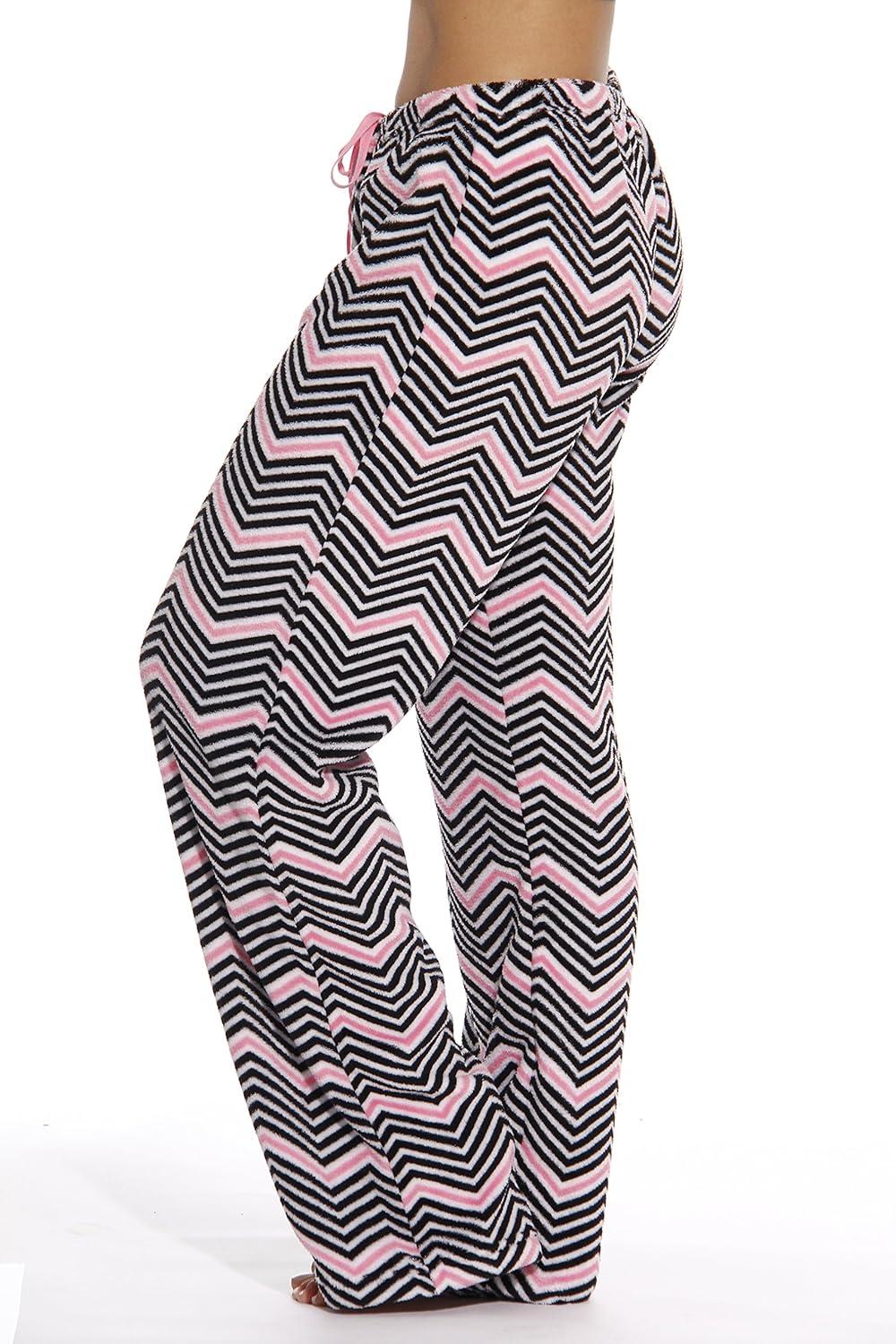 imageJust Love Womens Plush Pajama PantsChevron Black Pink