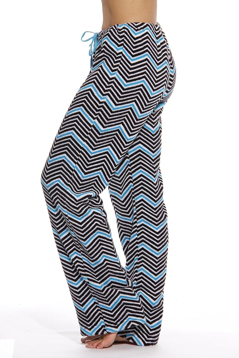 imageJust Love Womens Plush Pajama PantsChevron Black Turquoise