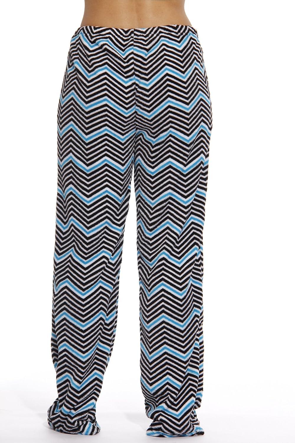 imageJust Love Womens Plush Pajama PantsChevron Black Turquoise