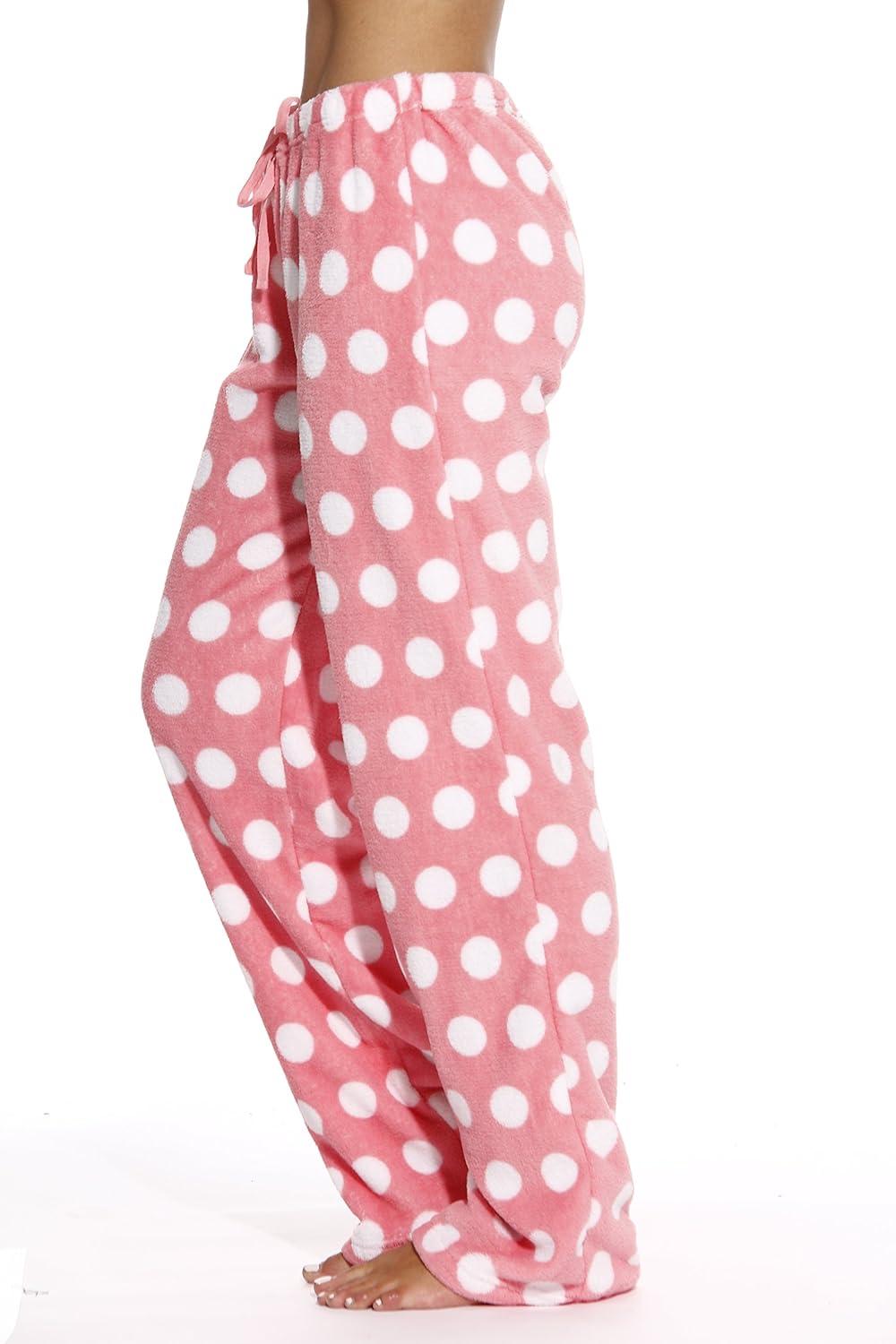 imageJust Love Womens Plush Pajama PantsDot Coral White