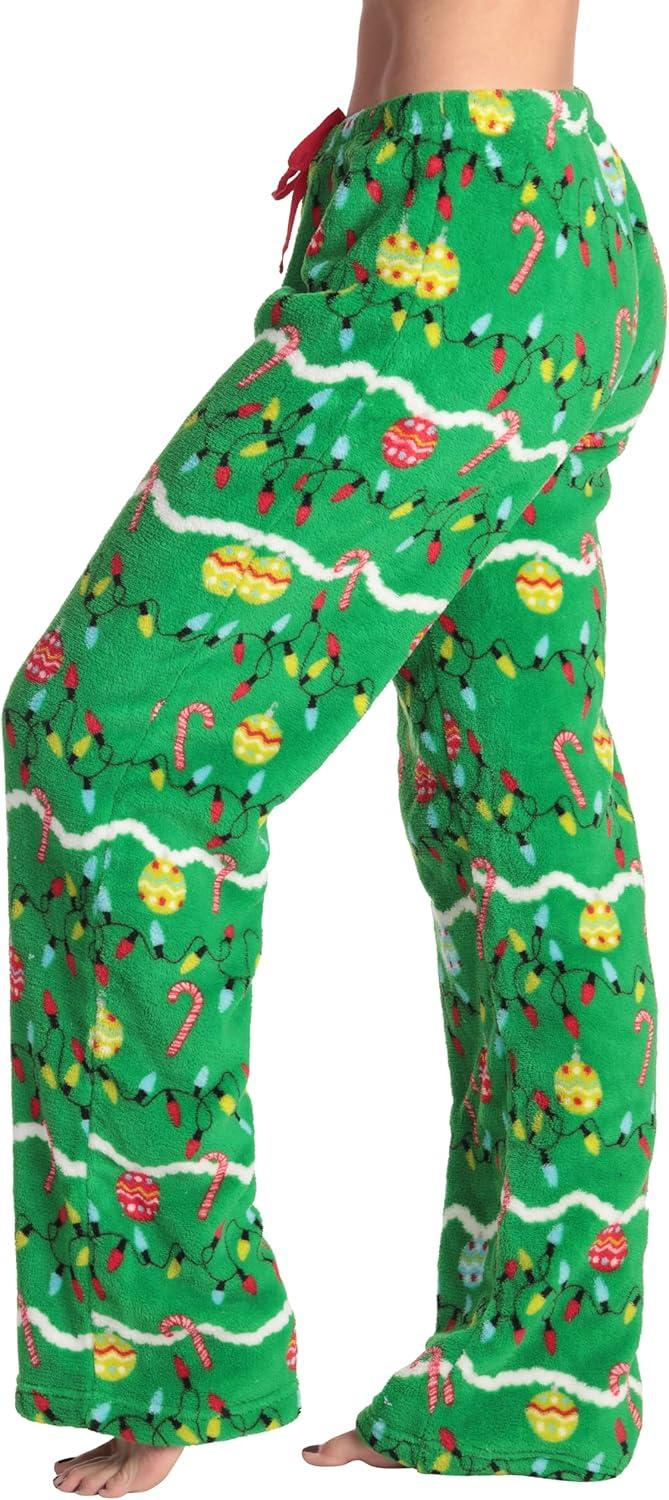 imageJust Love Womens Plush Pajama PantsGreen Decorated Tree