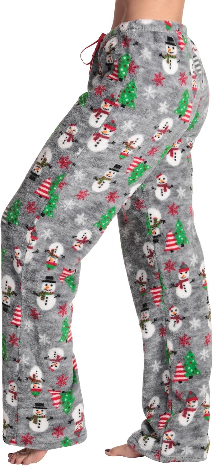 imageJust Love Womens Plush Pajama PantsGrey Xmas Snowman