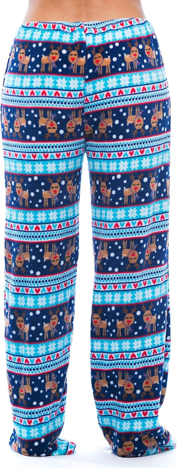 imageJust Love Womens Plush Pajama PantsNavy Aqua Reindeer Fairisle