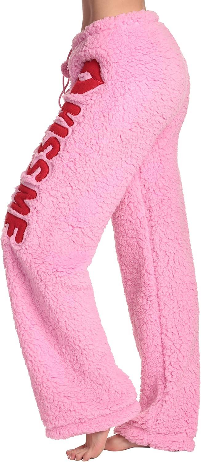 imageJust Love Womens Plush Pajama PantsPink Kiss Me