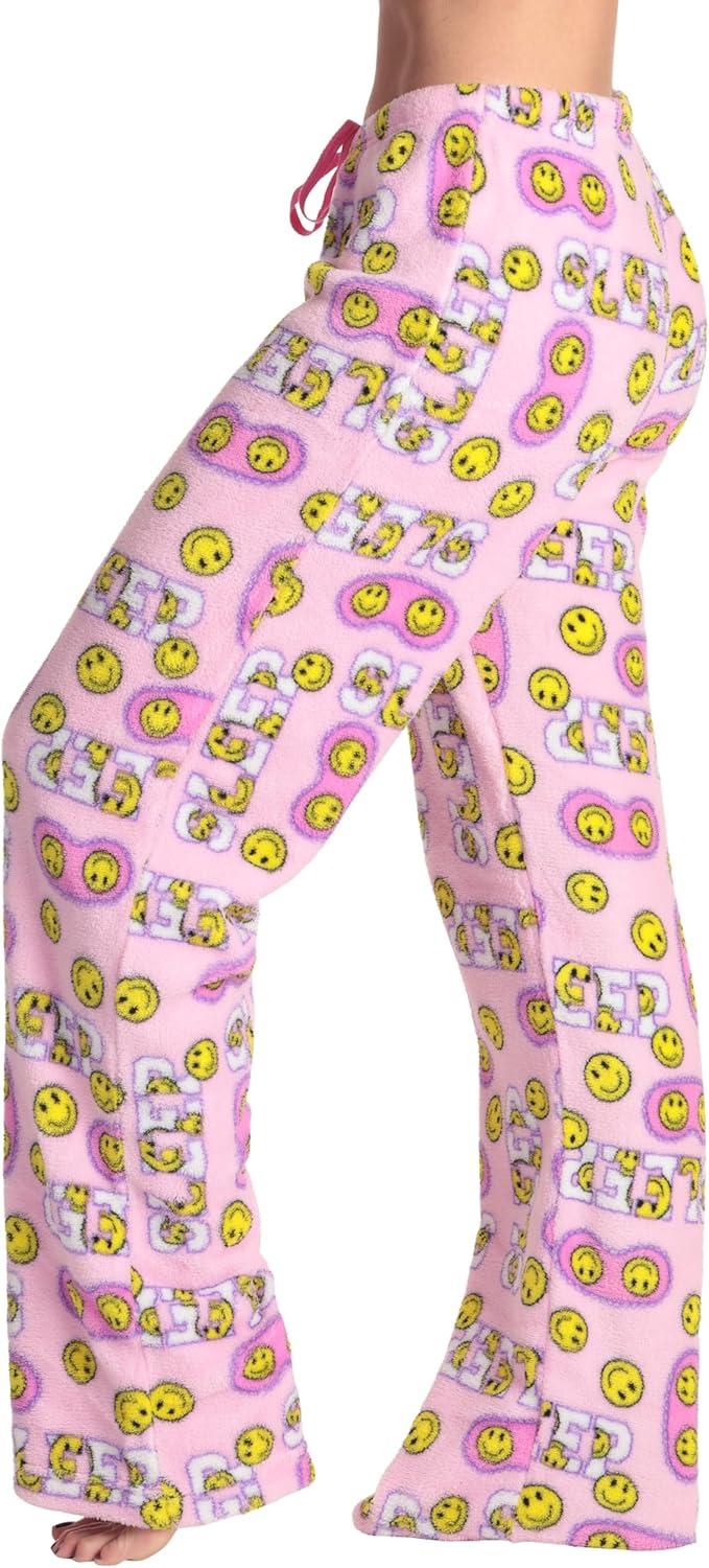 imageJust Love Womens Plush Pajama PantsPink Sleep Smiley