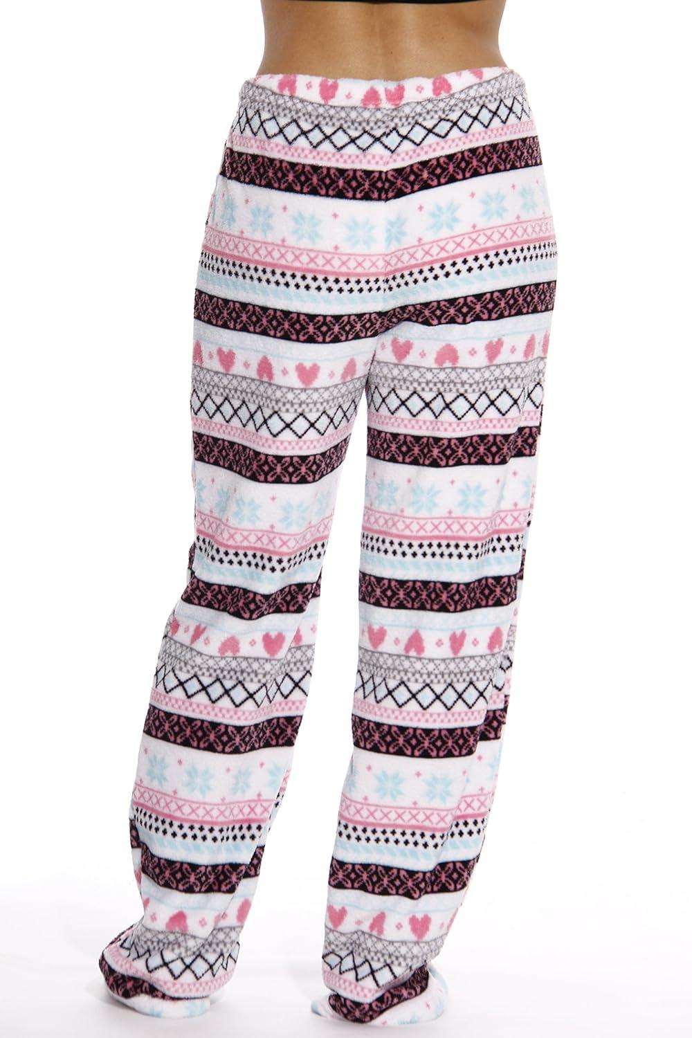 imageJust Love Womens Plush Pajama PantsWhite Heart Fairisle