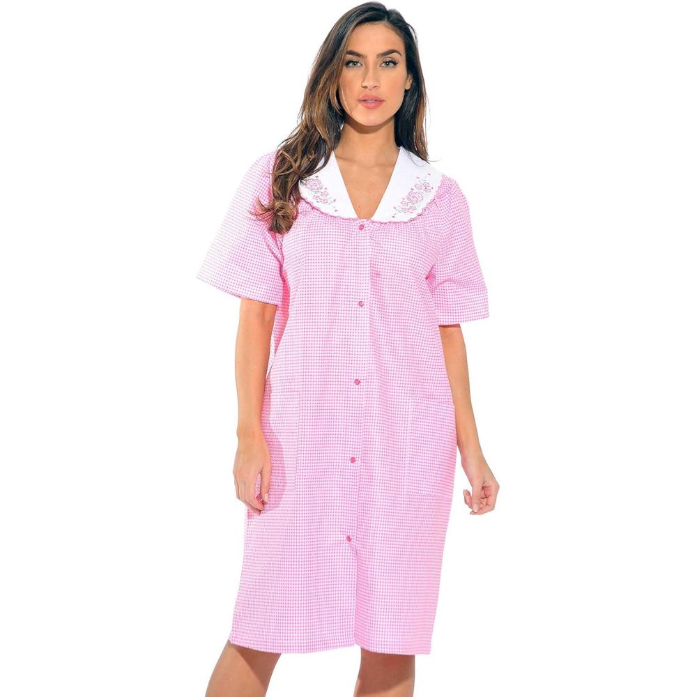 imageDreamcrest Short Sleeve Duster HousecoatPink Throttle