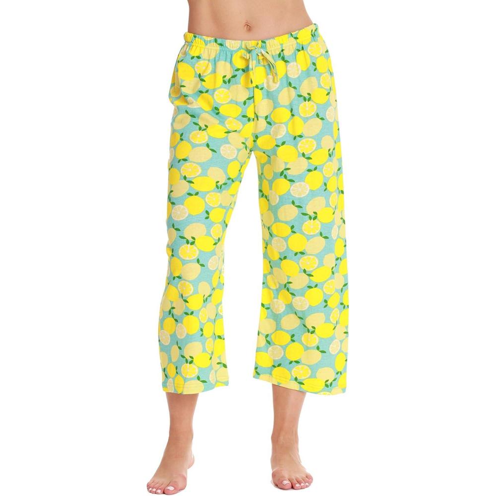 imageJust Love 100 Cotton Women Pajama Capri Pants SleepwearBlue Lemons