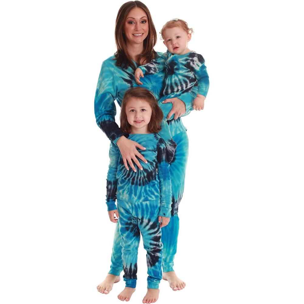imageJust Love Mommy and Me Pajamas SetTie Dye Blue Swirl