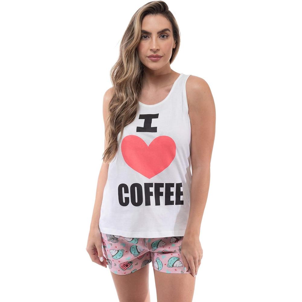imageJust Love Sets Woman PajamasWhite  Love Coffee