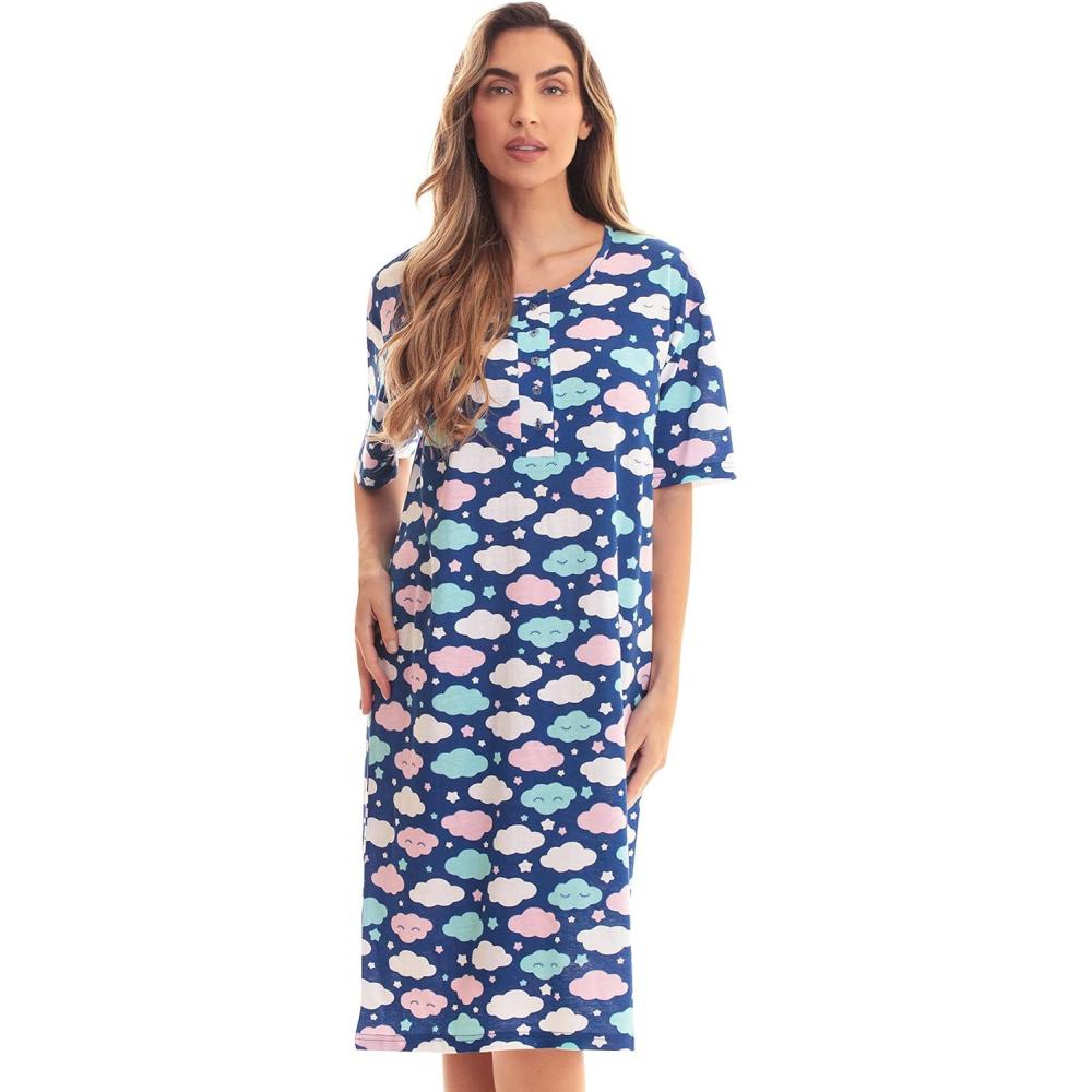 imageJust Love Short Sleeve Nightgown Sleep Dress for WomenBlue Sleepy Cloud