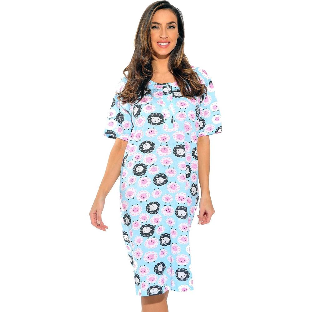 imageJust Love Short Sleeve Nightgown Sleep Dress for WomenFluffy Sheep