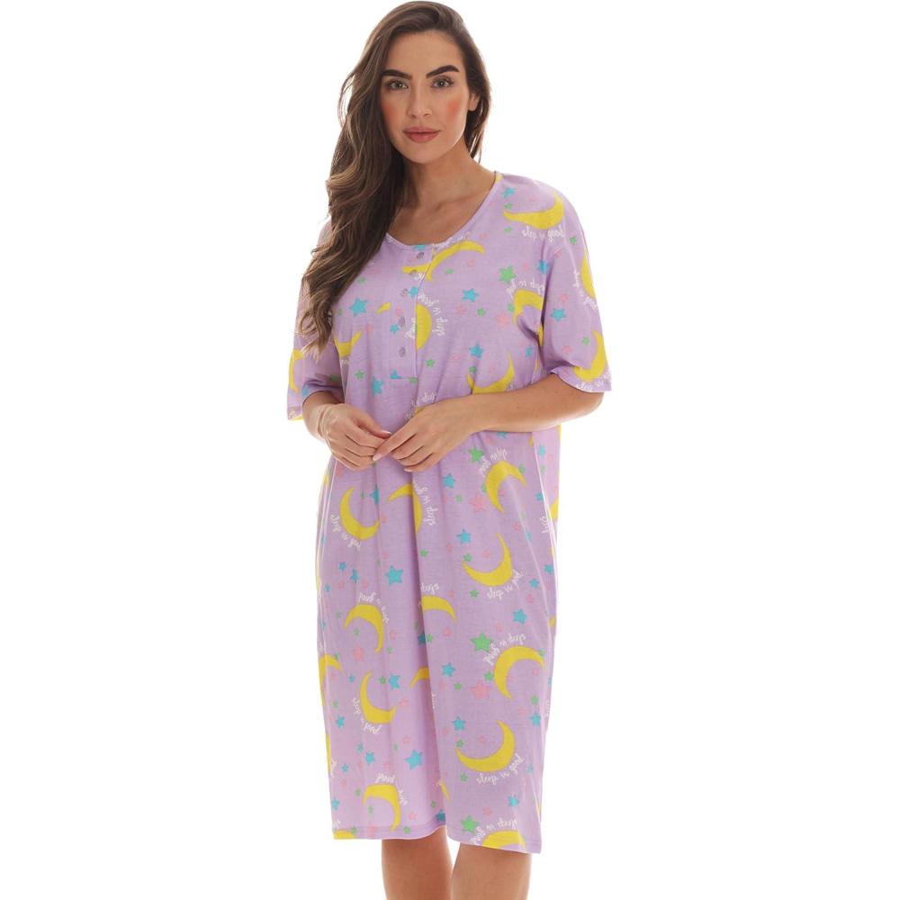 imageJust Love Short Sleeve Nightgown Sleep Dress for WomenLilac Sleep is Good